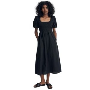 MADEWELL Lucie Puff Sleeve Midi Dress in Black US 2